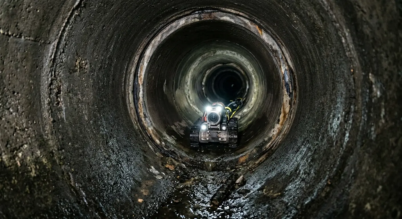 Robotic sewer camera inspecting pipe interior for Drain Snake Service in Howard